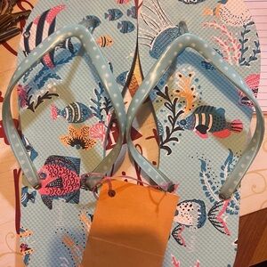 Vera Bradley Blue Fish Print Sandals
